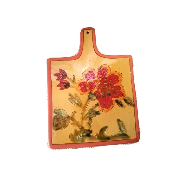 Cheese Board Trivet Decorative Floral Ceramic Nanette Vacher Ambiance 7.5" x 11" - Picture 4 of 13